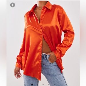 Pretty Little Thing Oversized Satin Button Up